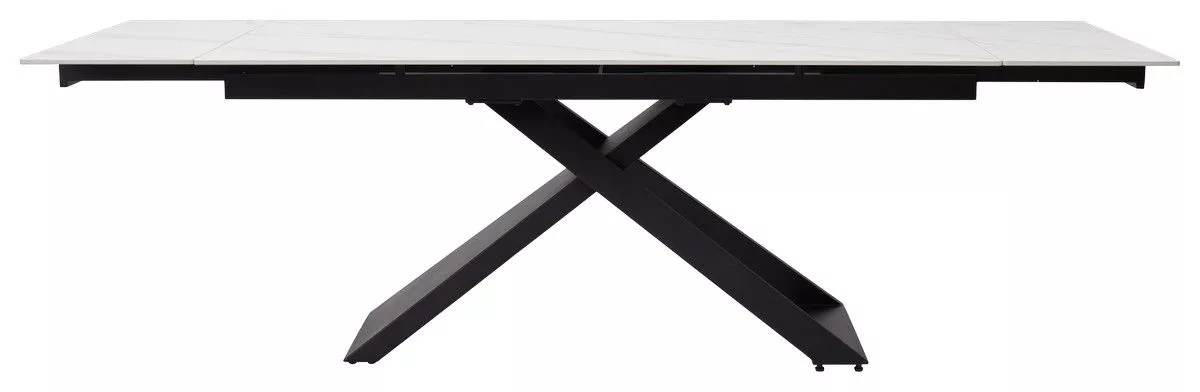 Большой стол LIVORNO 180 MATT WHITE MARBLE SINTERED STONE BLACK
