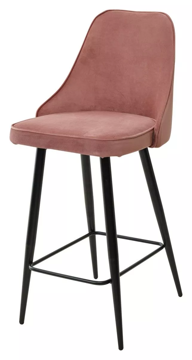 Полубарный стул NEPAL-PB РОЗОВЫЙ велюр/ черный каркас H=68cm