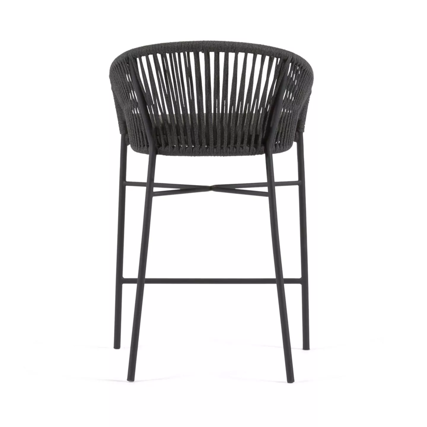 Веревочный полубарный стул La Forma Yanet черного цвета 65 см