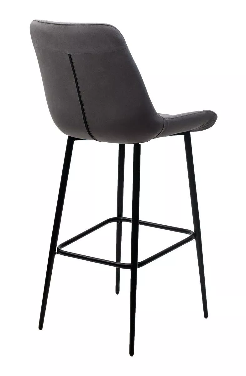 Барный стул ХОФМАН цвет H-14 Серый велюр / черный каркас