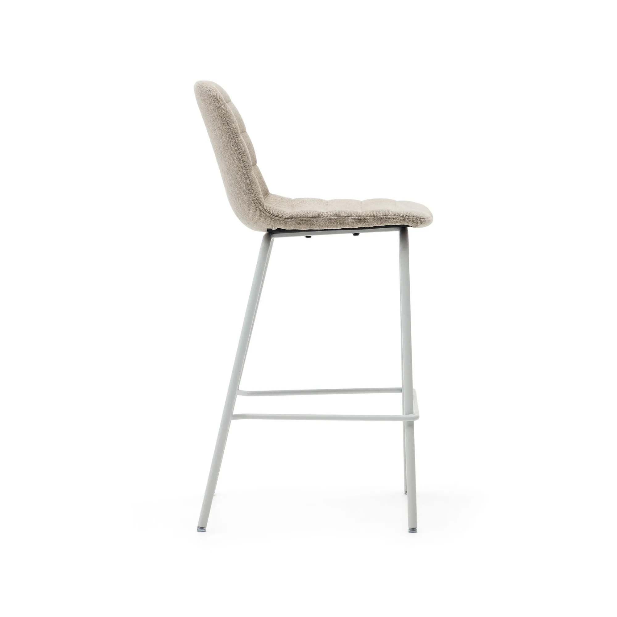 Полубарный стул La Forma Zunilda бежевый шенилл и сталь с матовой белой отделкой 65 см 166659