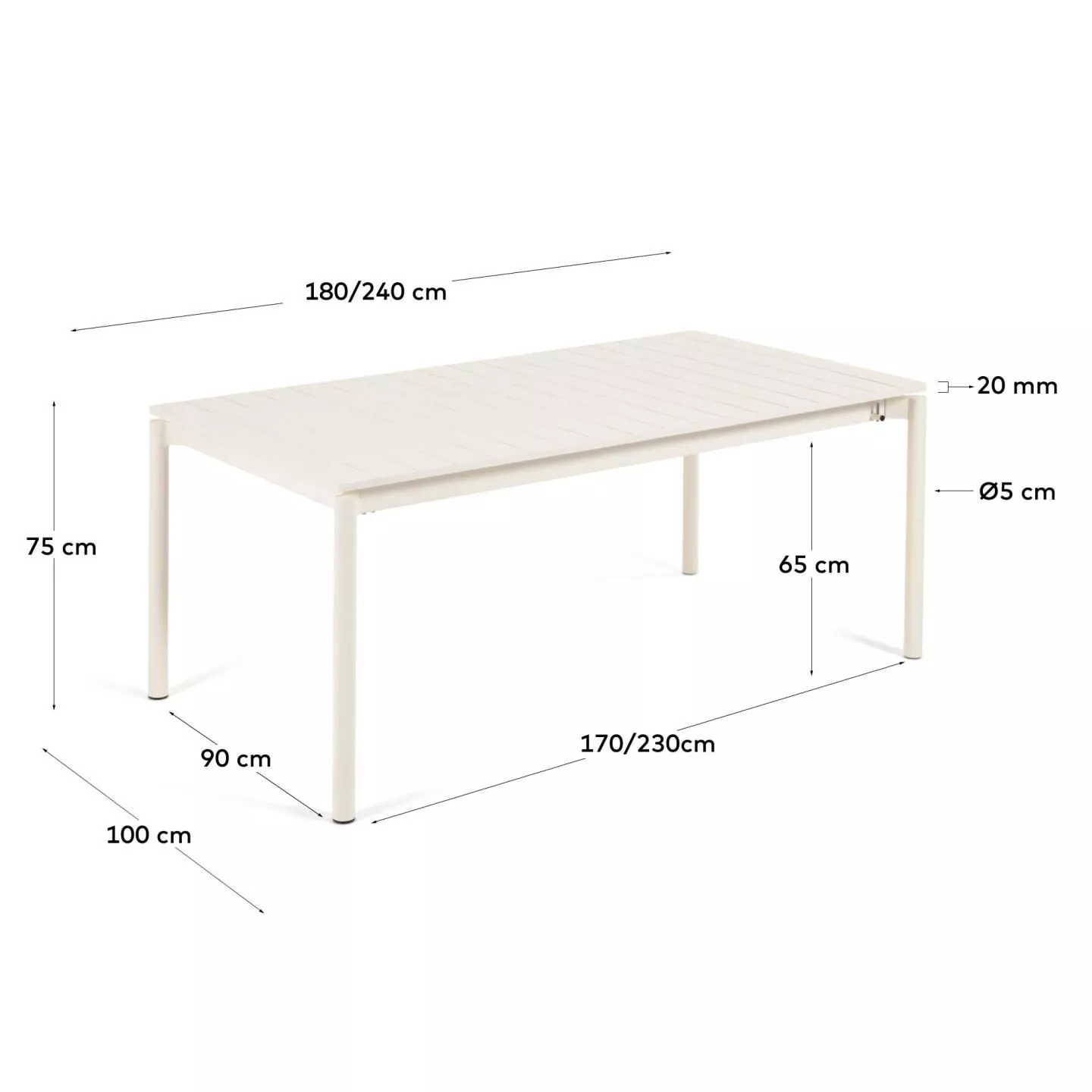 Раздвижной стол La Forma Zaltana белый 180 x 100 см