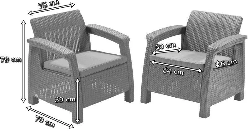 Кресла из ротанга CORFU Duo (комплект) Коричневый