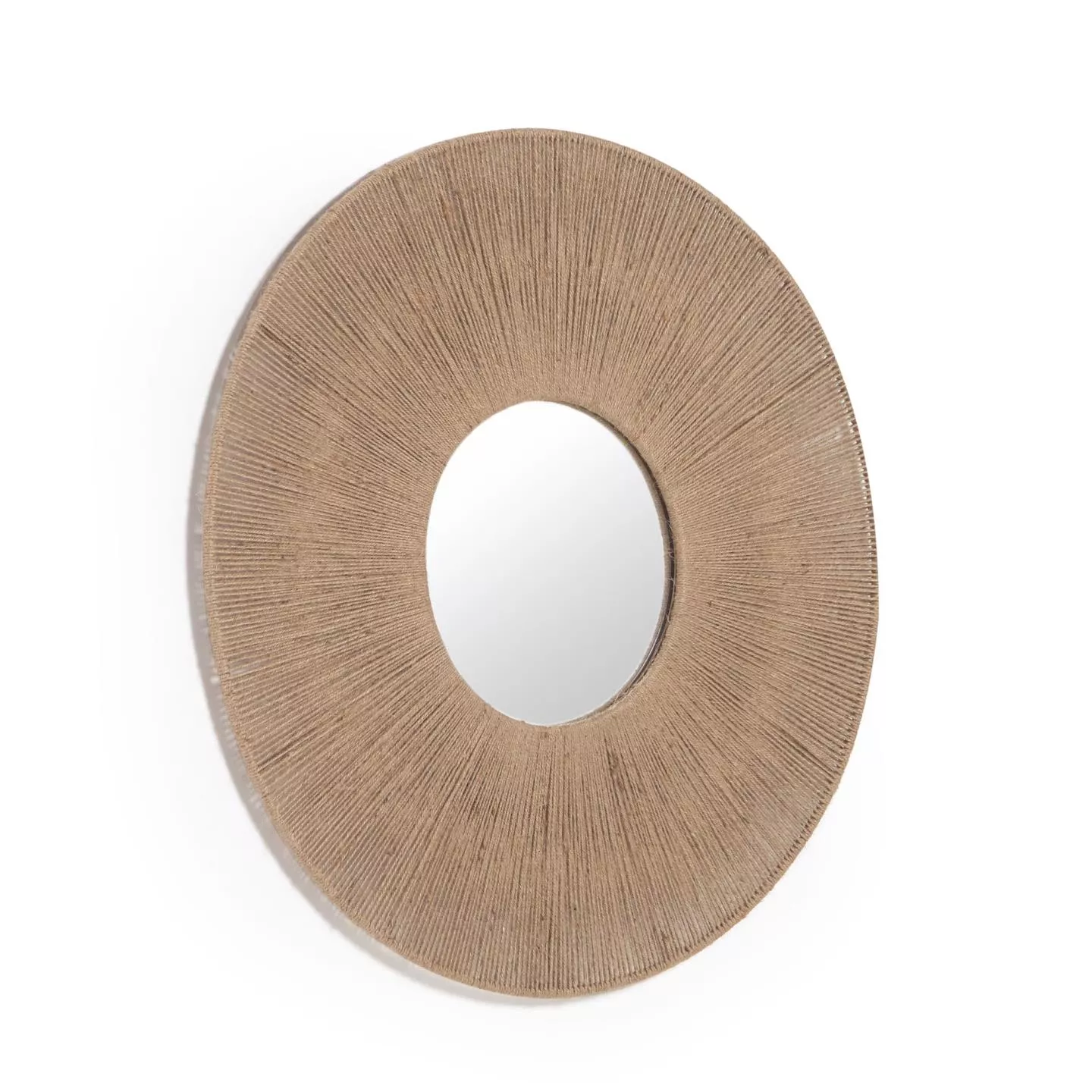 Круглое зеркало La Forma Damira из джута с натуральной отделкой d 60 см