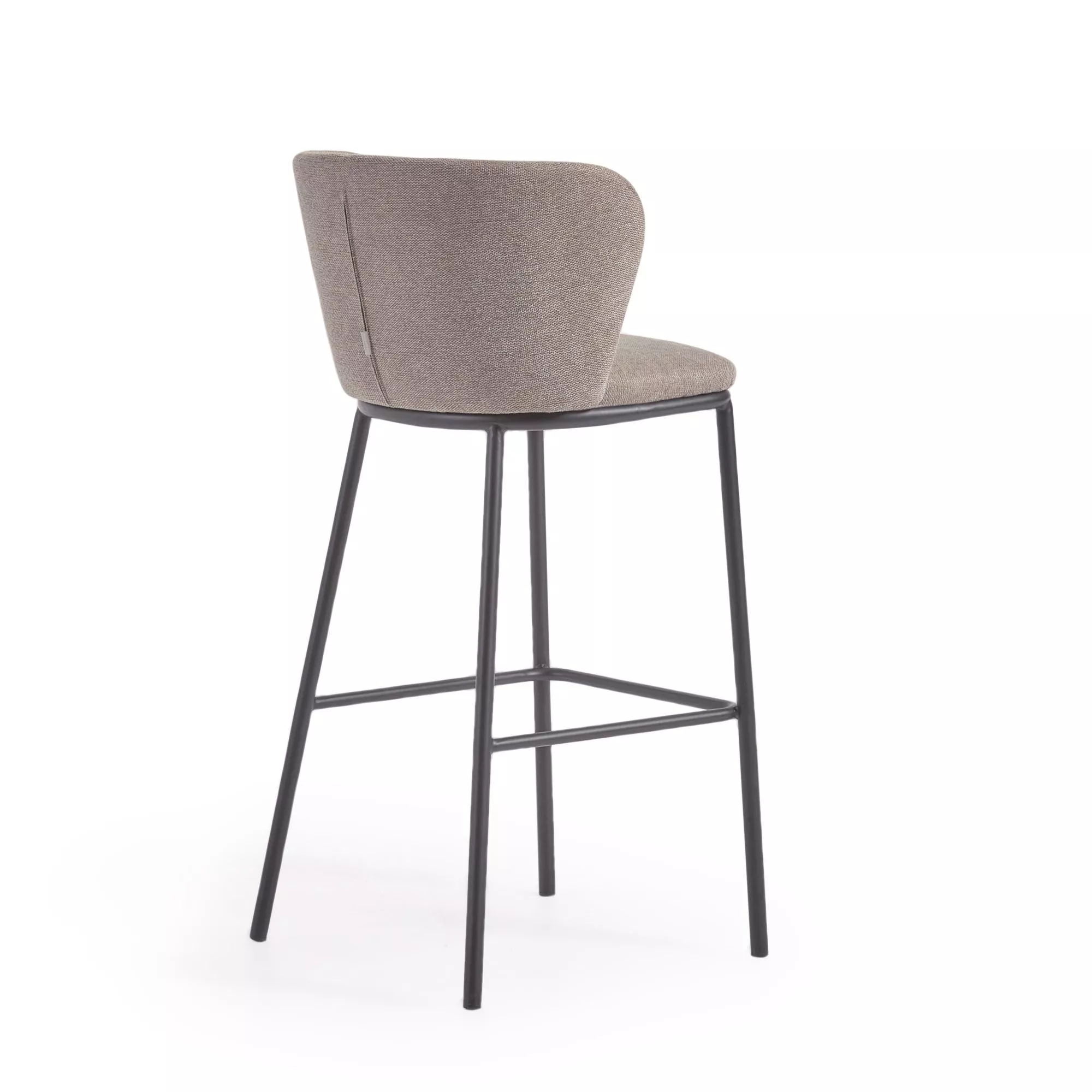 Барный стул La Forma Ciselia из светло-коричневой синели и черной стали 75 см