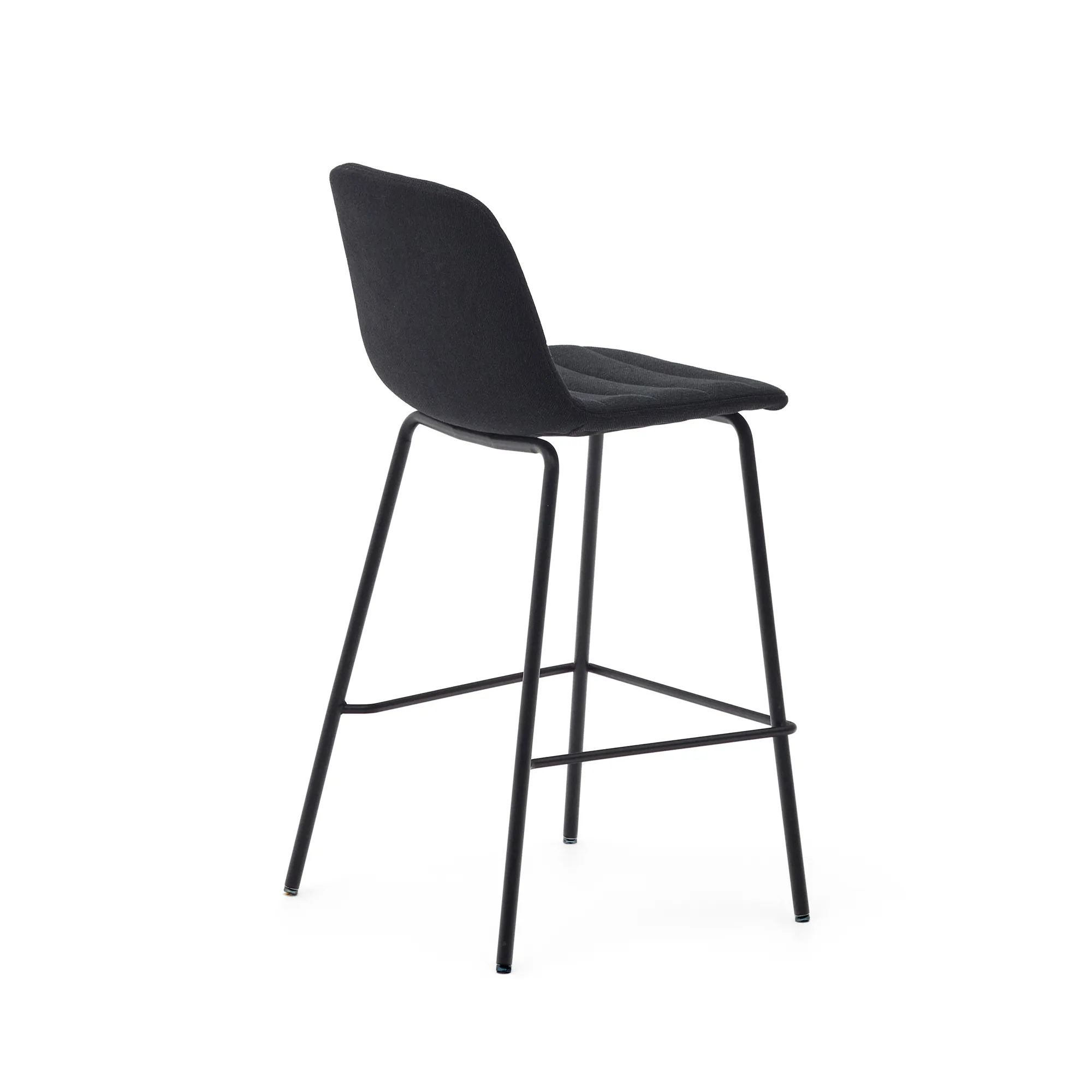 Полубарный стул La Forma Zunilda черная шенилл и сталь с матовой черной отделкой 65 см 166655