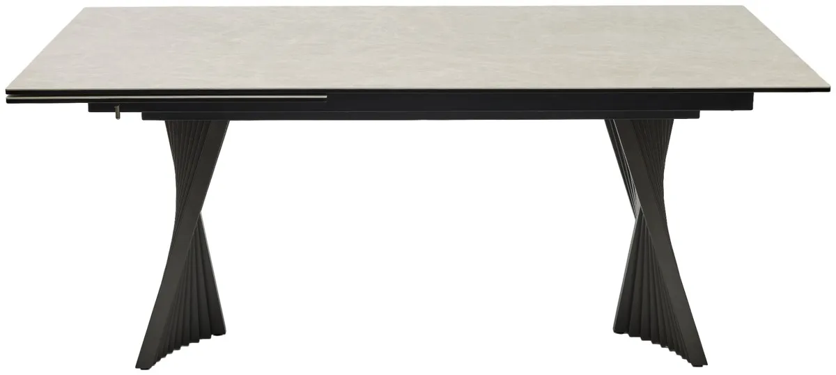 Стол YOAKIM 180 TL-102 Бежевый мрамор, испанская керамика / Темно-серый каркас