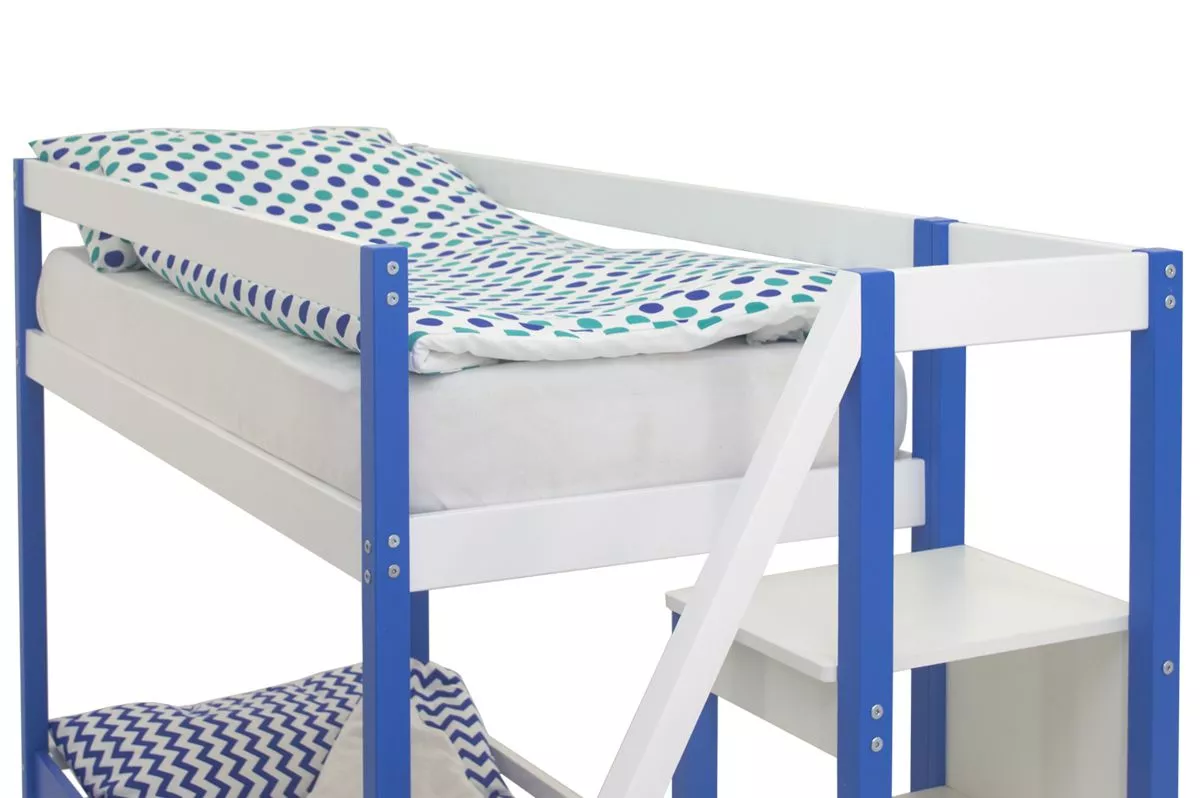 Двухъярусная кровать Svogen синий-белый