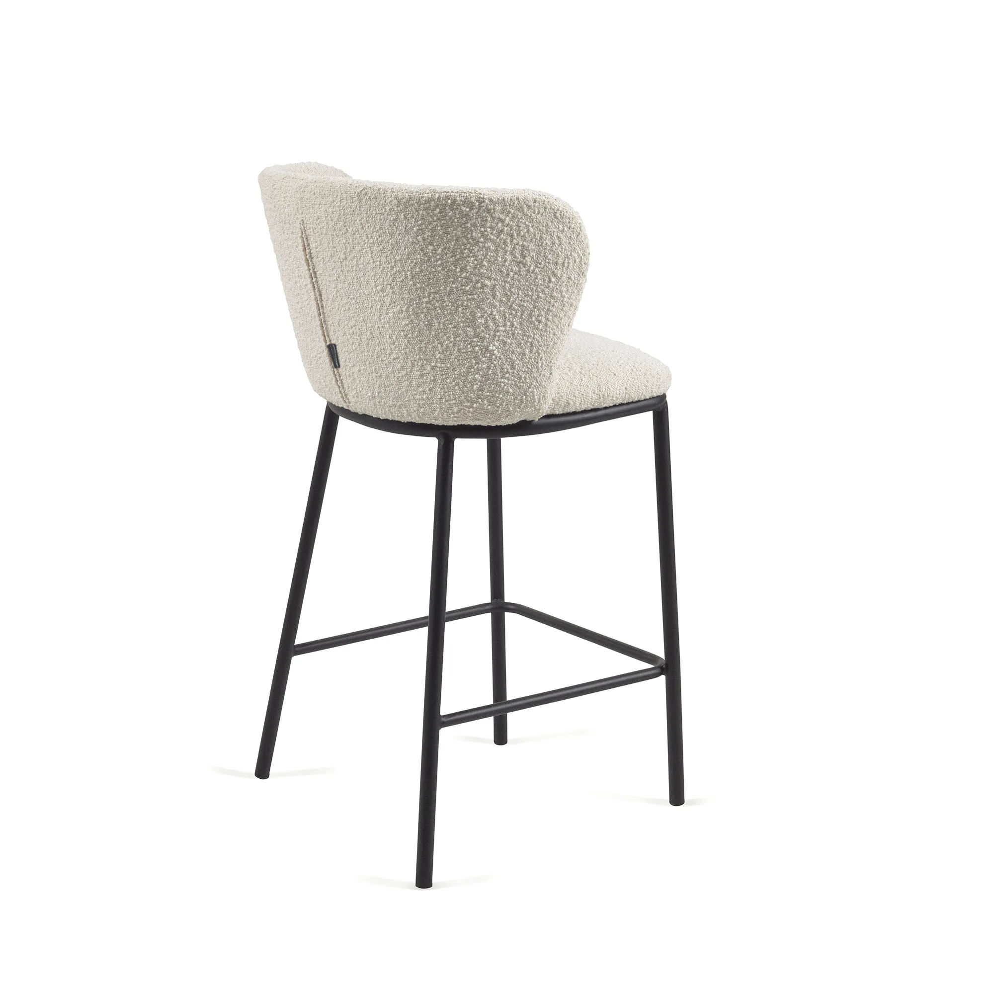 Полубарный стул La Forma Ciselia из белой ткани букле и металла 65 см 160258