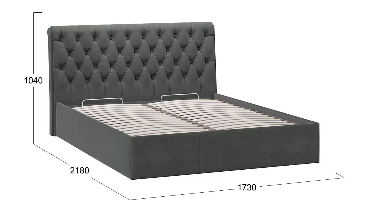 Кровать 160х200 с ПМ тип 1 Скарлет Трия велюр графит
