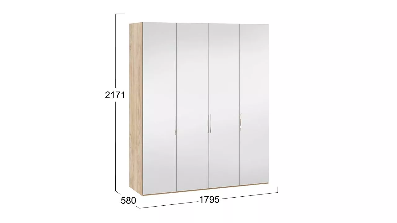 Шкаф для одежды с зеркальными дверями яблоня беллуно Эмбер СМ-348.07.024