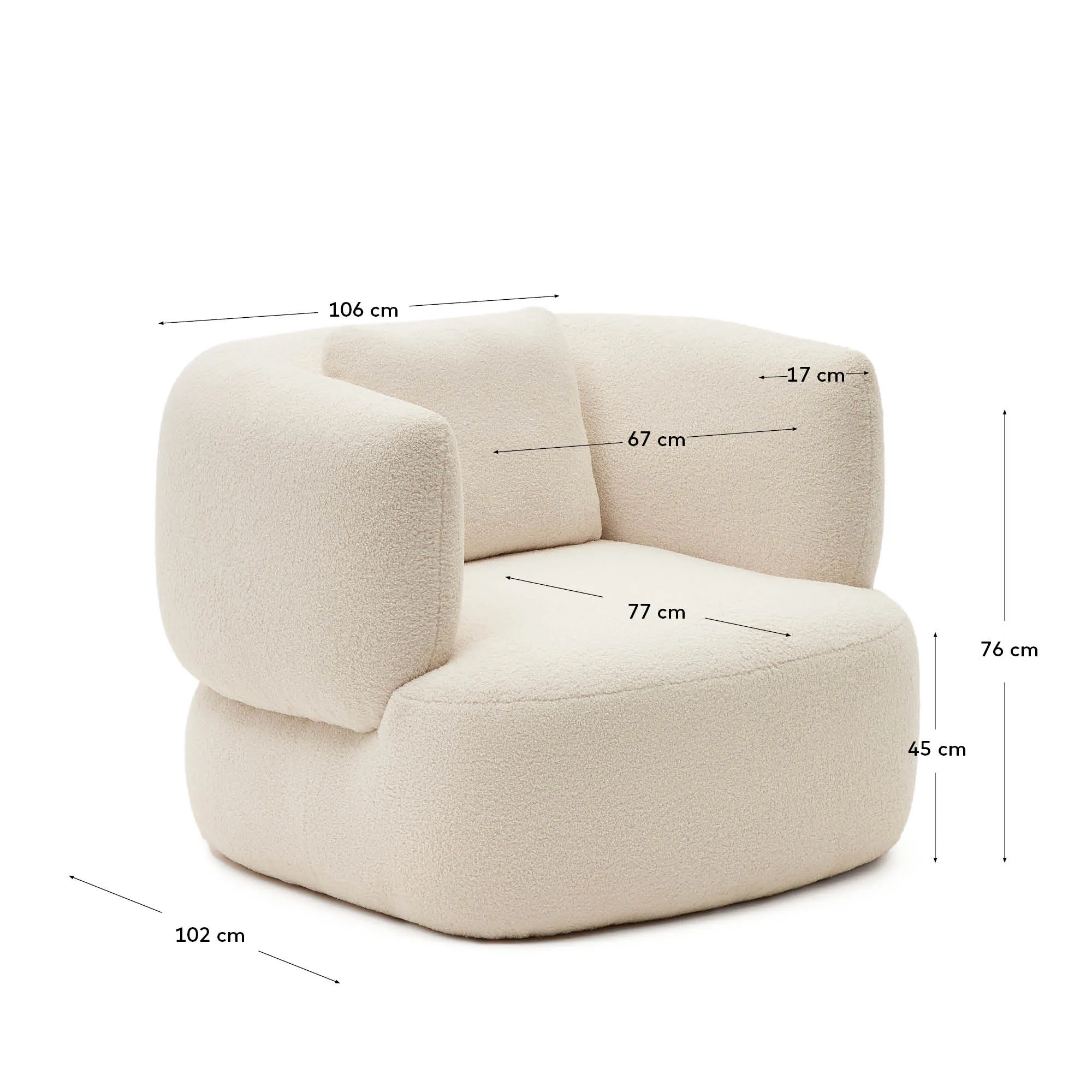 Кресло La Forma Martina ткань букле с подушкой 178242