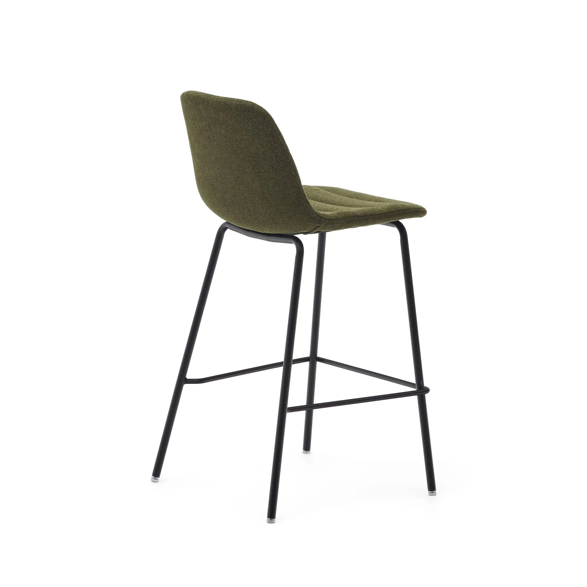 Полубарный стул La Forma Zunilda темно-зеленая шенилл и сталь с матовой черной отделкой 65 см 166657