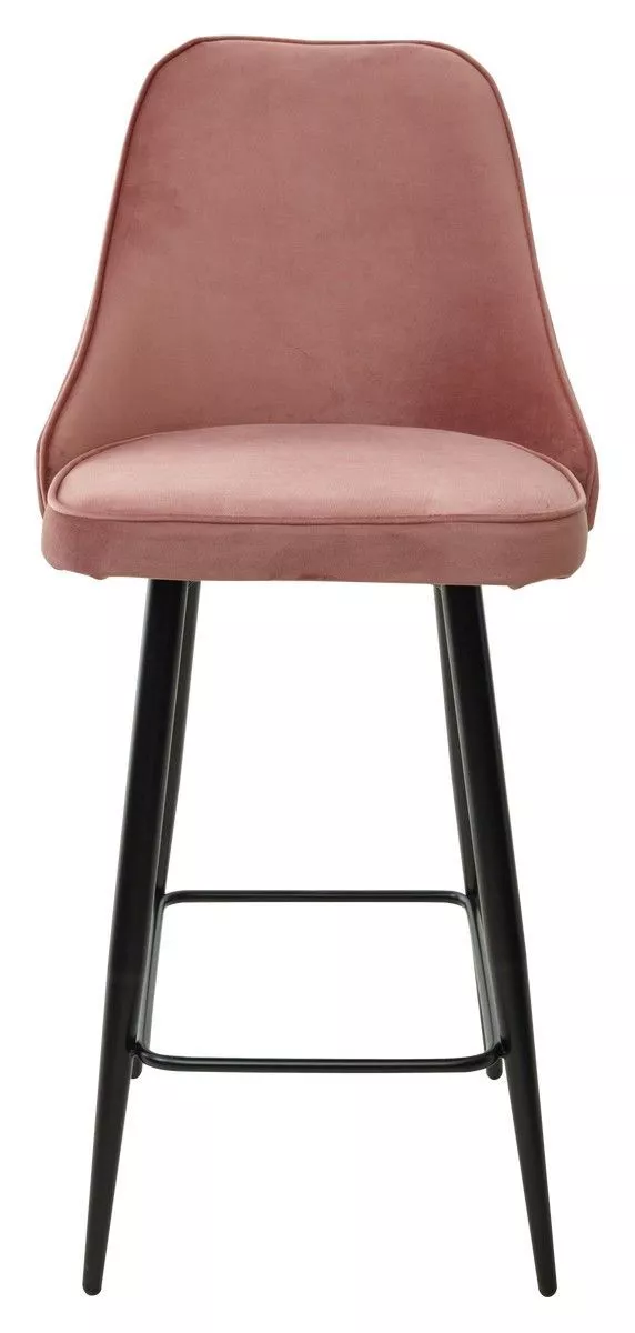 Полубарный стул NEPAL-PB РОЗОВЫЙ велюр/ черный каркас H=68cm