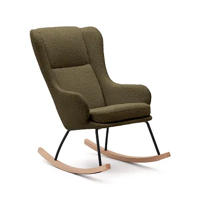 Кресло-качалка La Forma Maustin темно-зеленый стальные ножки с деревом бука 172706