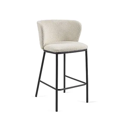 Полубарный стул La Forma Ciselia из белой ткани букле и металла 65 см 160258