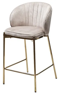 Полубарный стул WENDY VBP-207 античный бежевый велюр / золотой каркас H=65