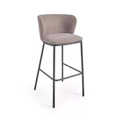Барный стул La Forma Ciselia из светло-коричневой синели и черной стали 75 см