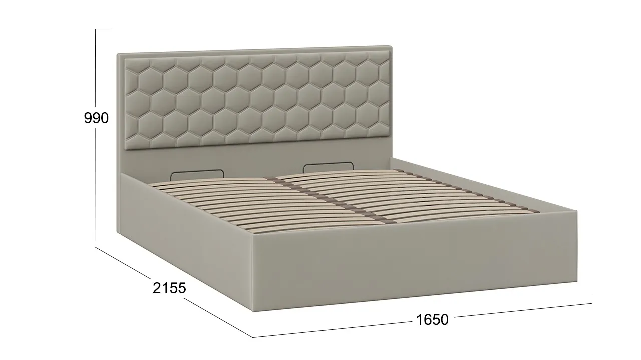 Кровать 160х200 с подъемным механизмом и заглушиной Порто велюр Confetti Smoke