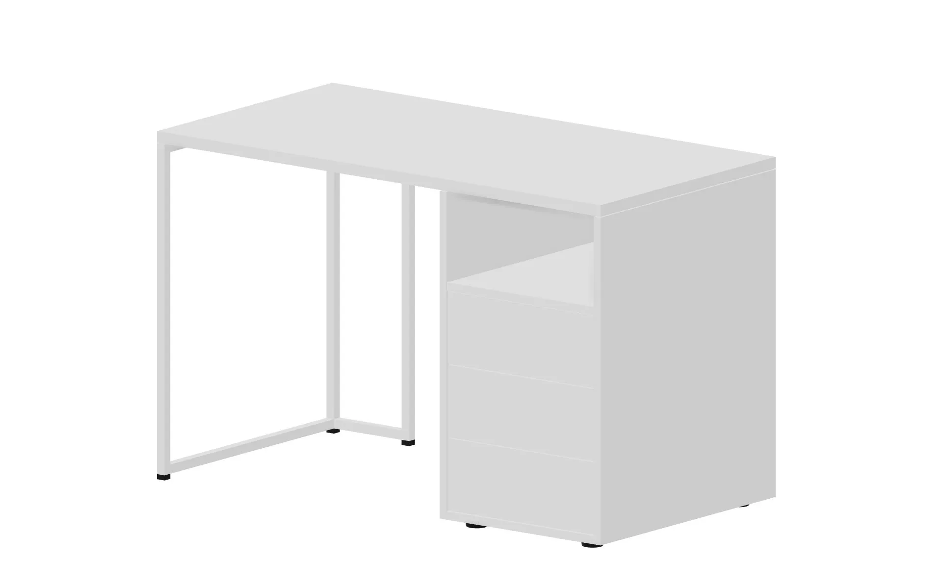 Стол на опорной тумбе с 3 ящиками правый (push-to-open, в разборе) 118х60 Link GDB LKSTD126