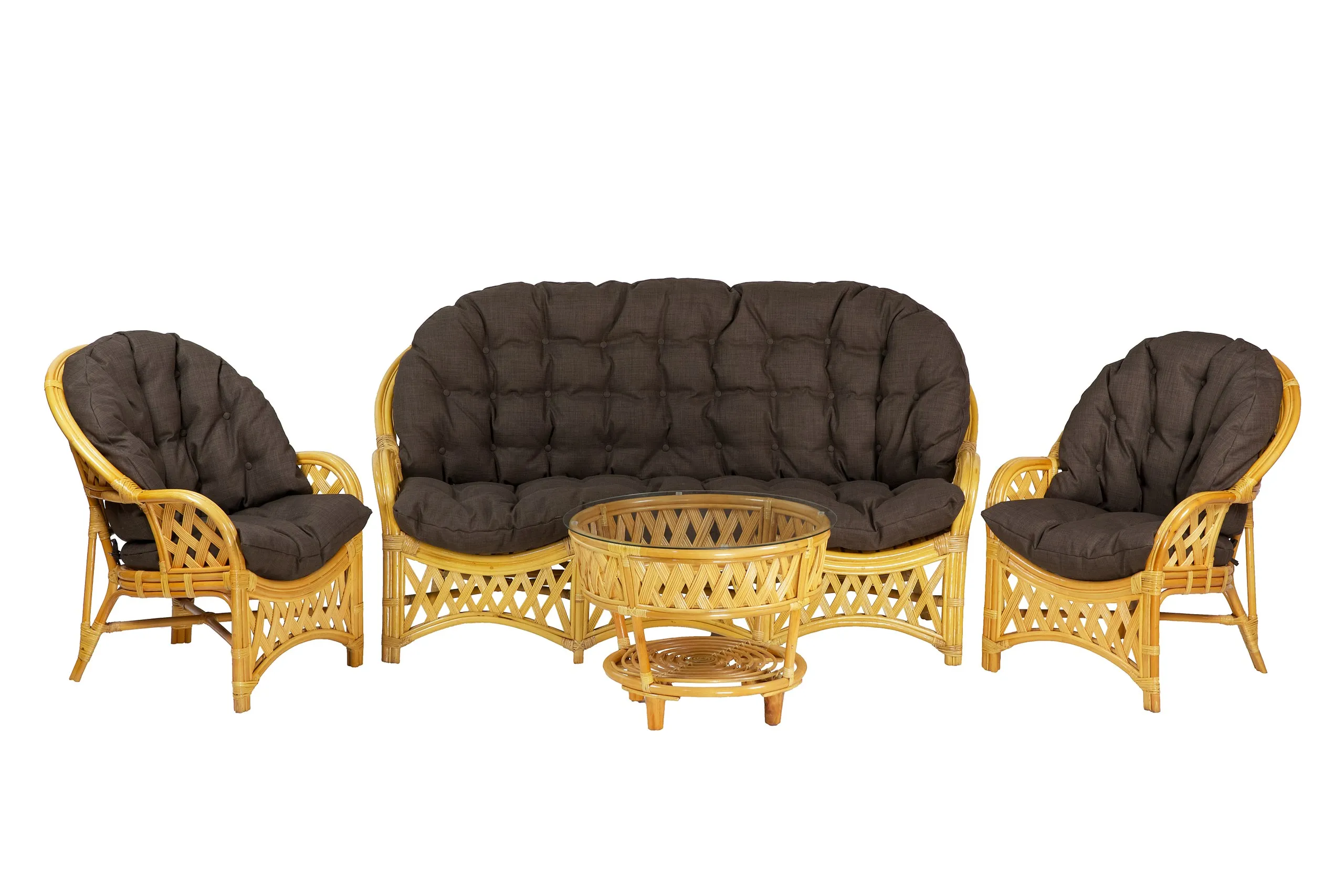 Комплект мебели из ротанга Черчилль (Рузвельт) с 3-х местным диваном  и круглым столом мед