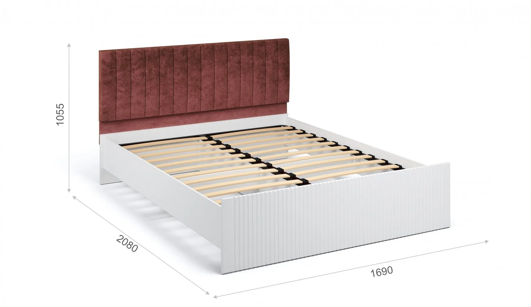 Двуспальная кровать 160 см с мягким изголовьем Миа