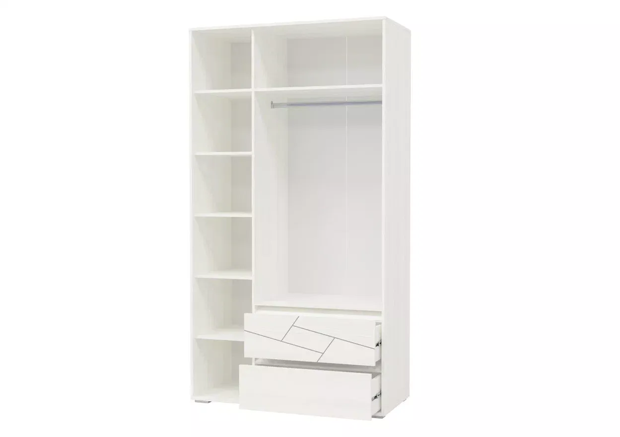 Шкаф 3-х дверный с ящиками АДЕЛИНА Рамух белый