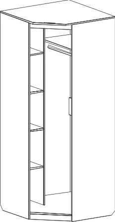 Шкаф угловой с подсветкой Элана Дуб сонома  (глубина 90 см)