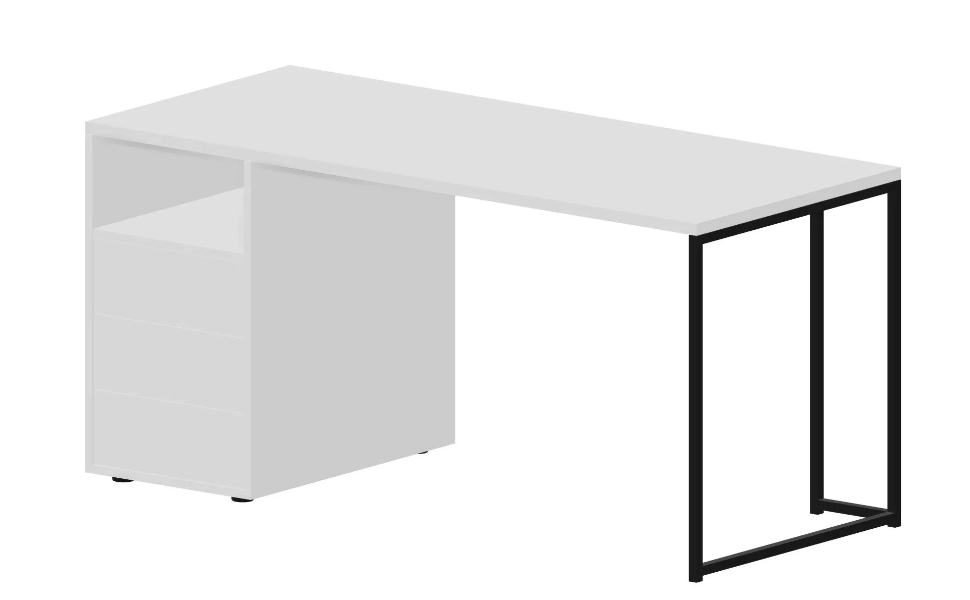 Стол на опорной тумбе с 3 ящиками левый (push-to-open, в разборе) 158х68 Link GDB LKSTG167