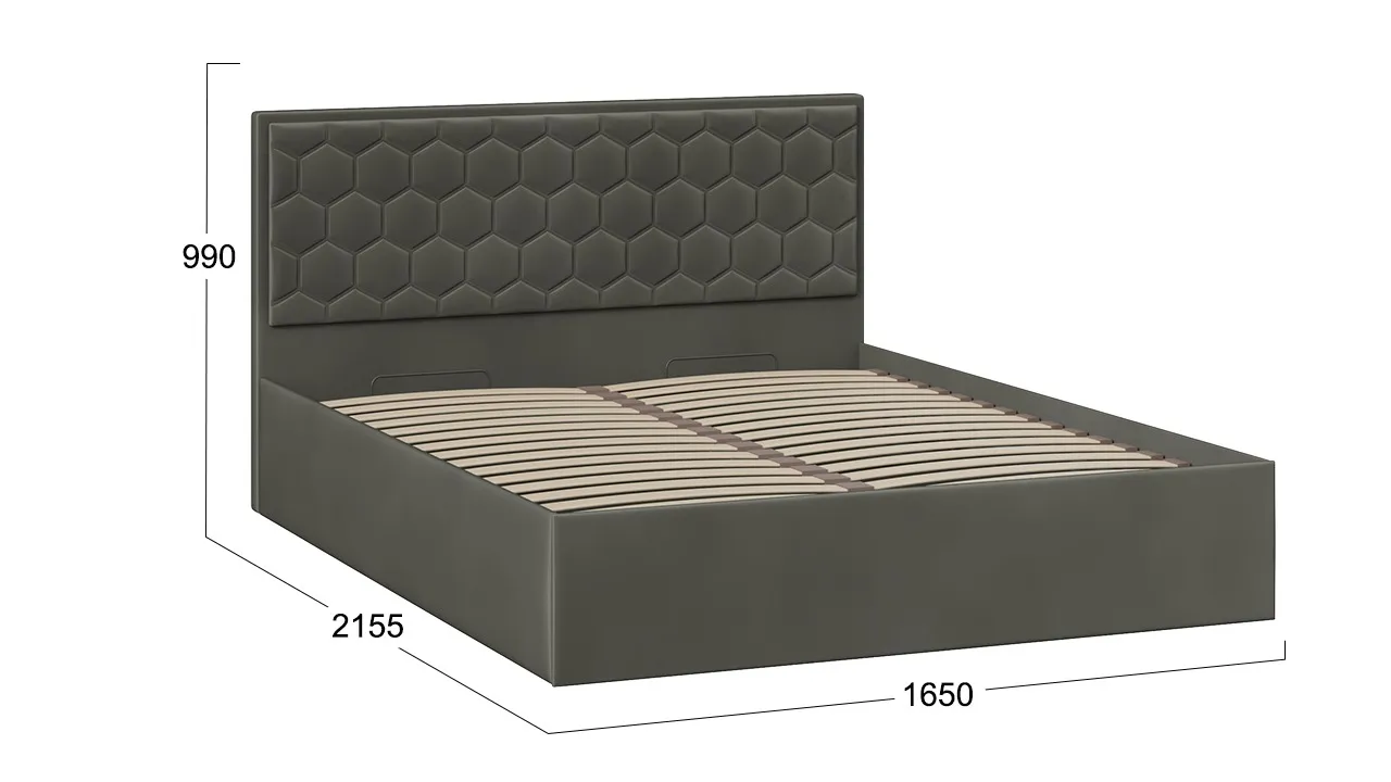 Кровать 160х200 с подъемным механизмом Порто велюр Confetti Stone