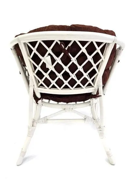 Комплект мебели из ротанга Багама дуэт белый матовый (подушки шенилл полные коричневые)