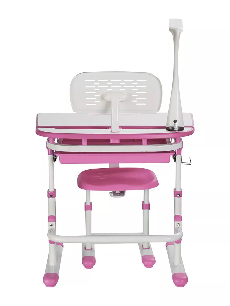 Комплект парта и стул (растущие) SET Holto-12 с лампой розовый