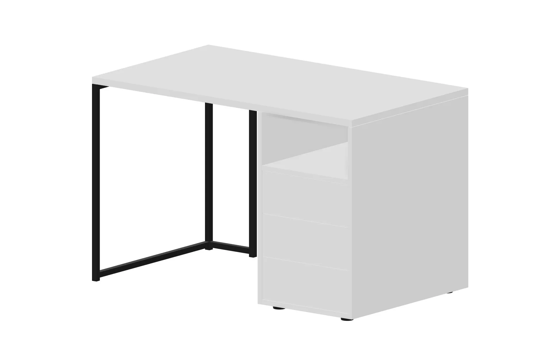 Стол на опорной тумбе с 3 ящиками правый (push-to-open, в разборе) 118х68 Link GDB LKSTD127