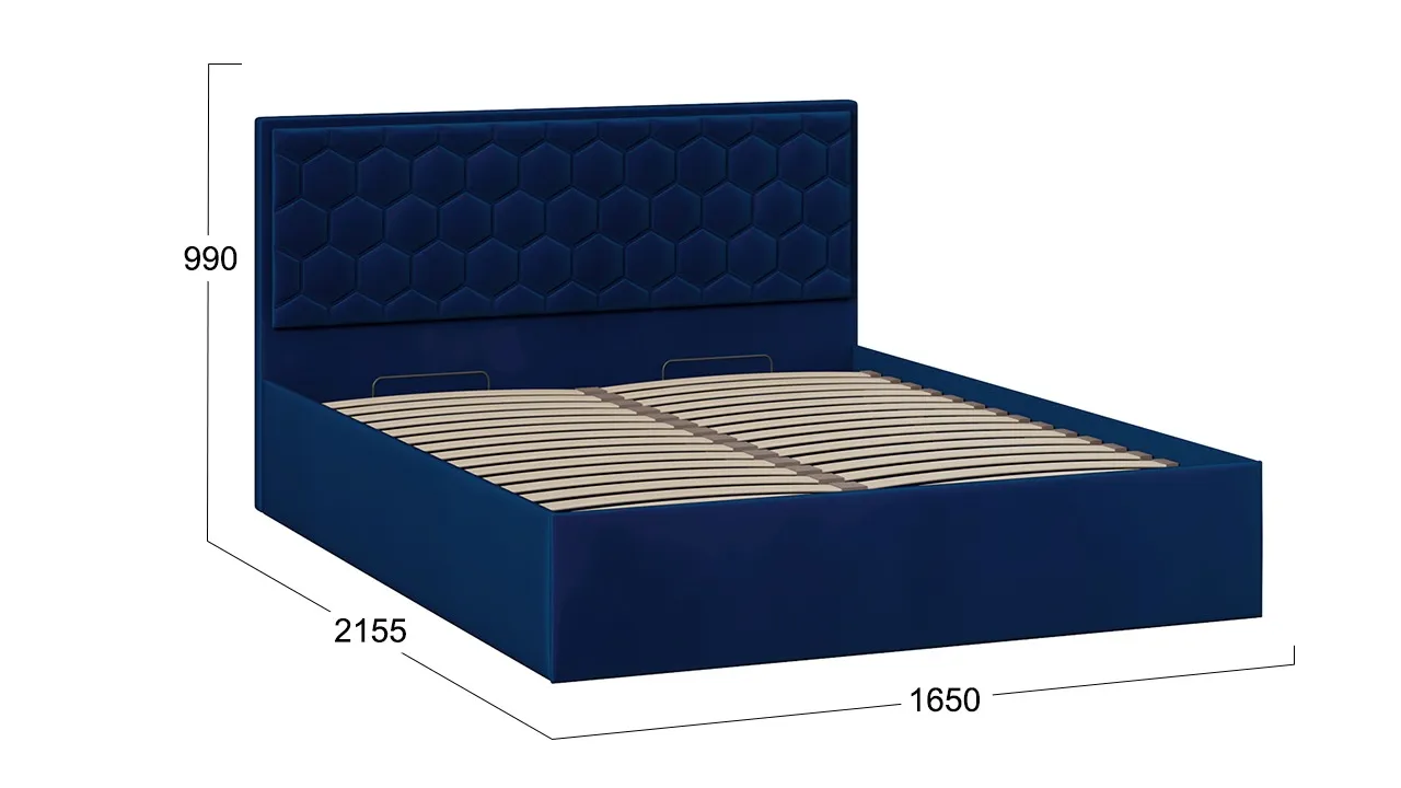 Кровать 160х200 с подъемным механизмом и заглушиной Порто велюр Confetti Blue