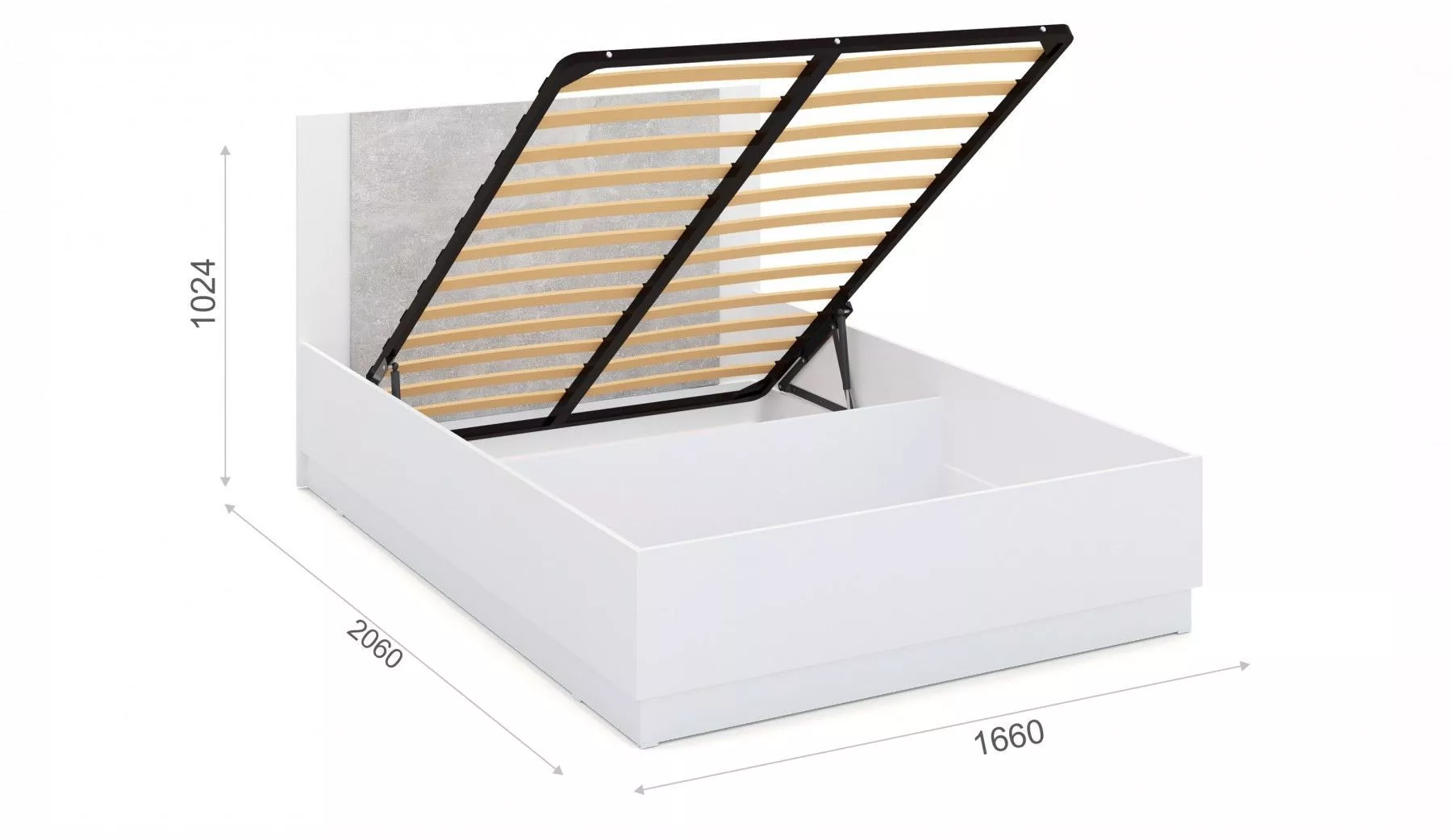 Кровать Аврора 160х200 с подъемным механизмом Белый Ателье светлый