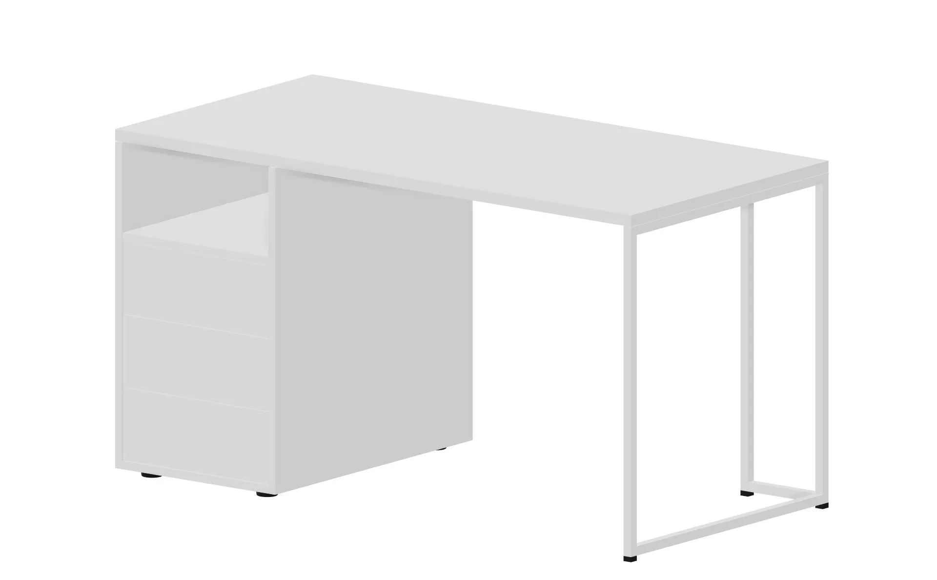 Стол на опорной тумбе с 3 ящиками левый (push-to-open, в разборе) 138х68 Link GDB LKSTG147