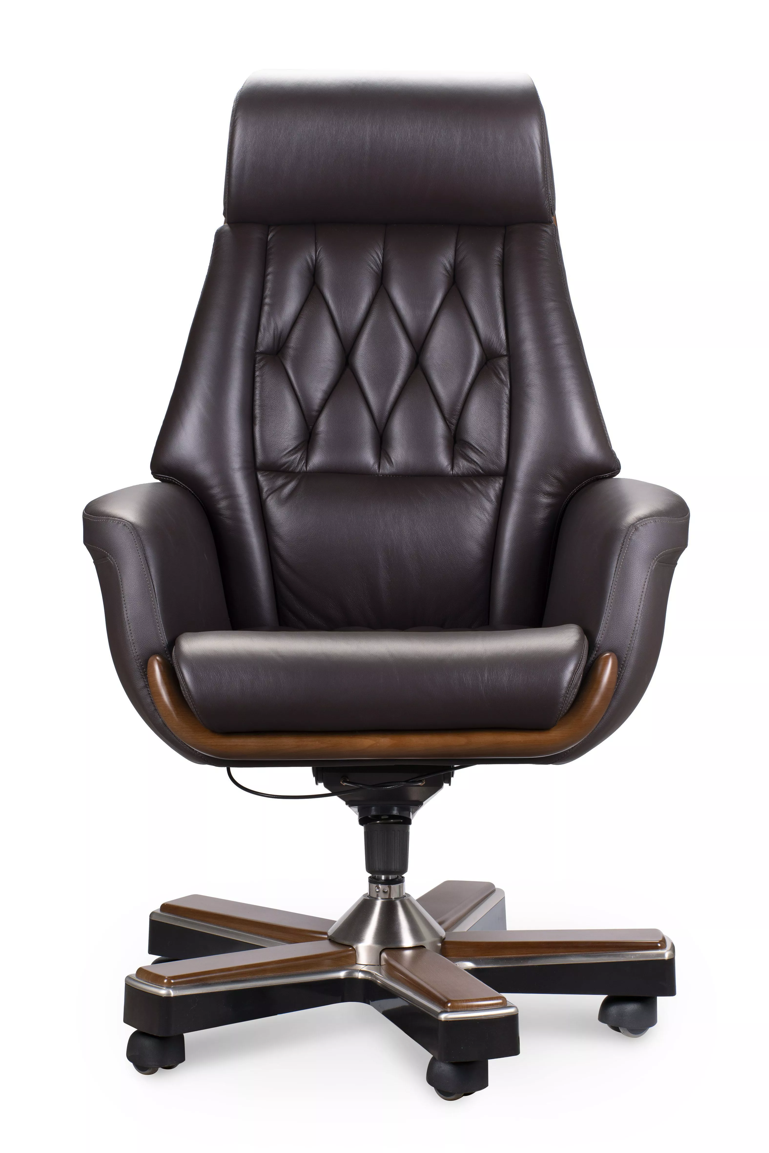 Кресло руководителя NORDEN Трон коричневая кожа YS1505A-brown
