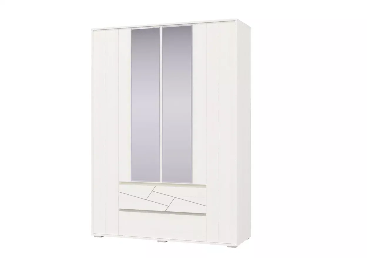 Шкаф 4-х дверный с ящиками АДЕЛИНА Рамух белый
