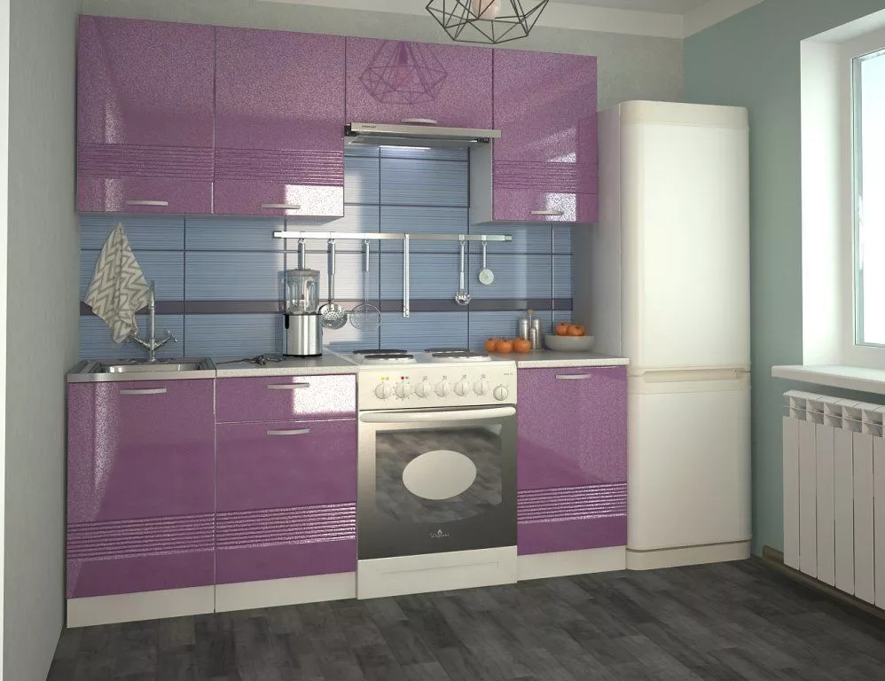 Кухонный гарнитур ВОЛНА Фиолетовый металлик 2100 (арт.8)