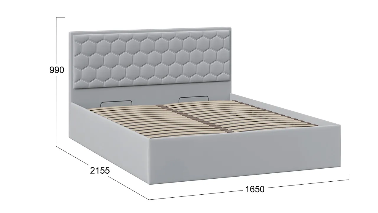 Кровать 160х200 с подъемным механизмом и заглушиной Порто велюр Confetti Silver