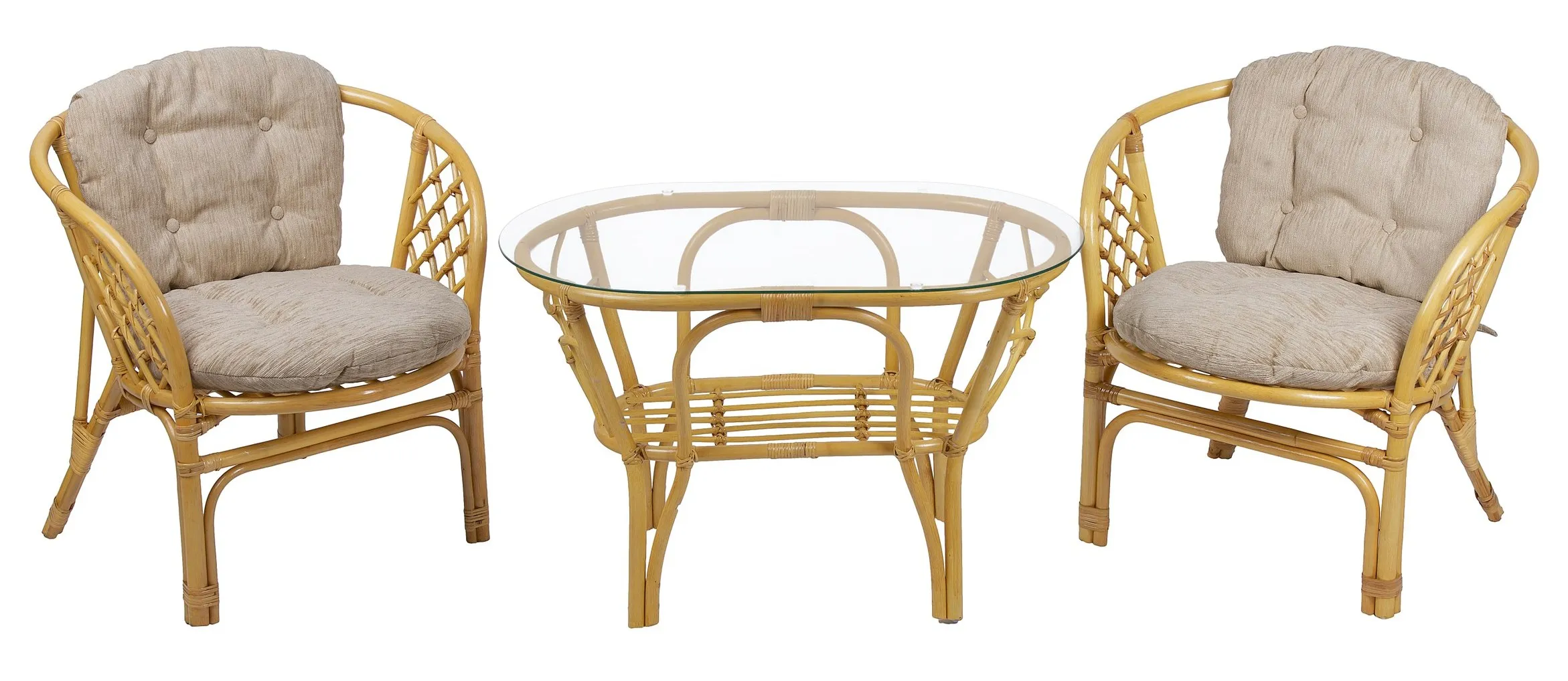 Комплект мебели из ротанга Багама дуэт с овальным столом мед (подушки шенилл обычные светлые)