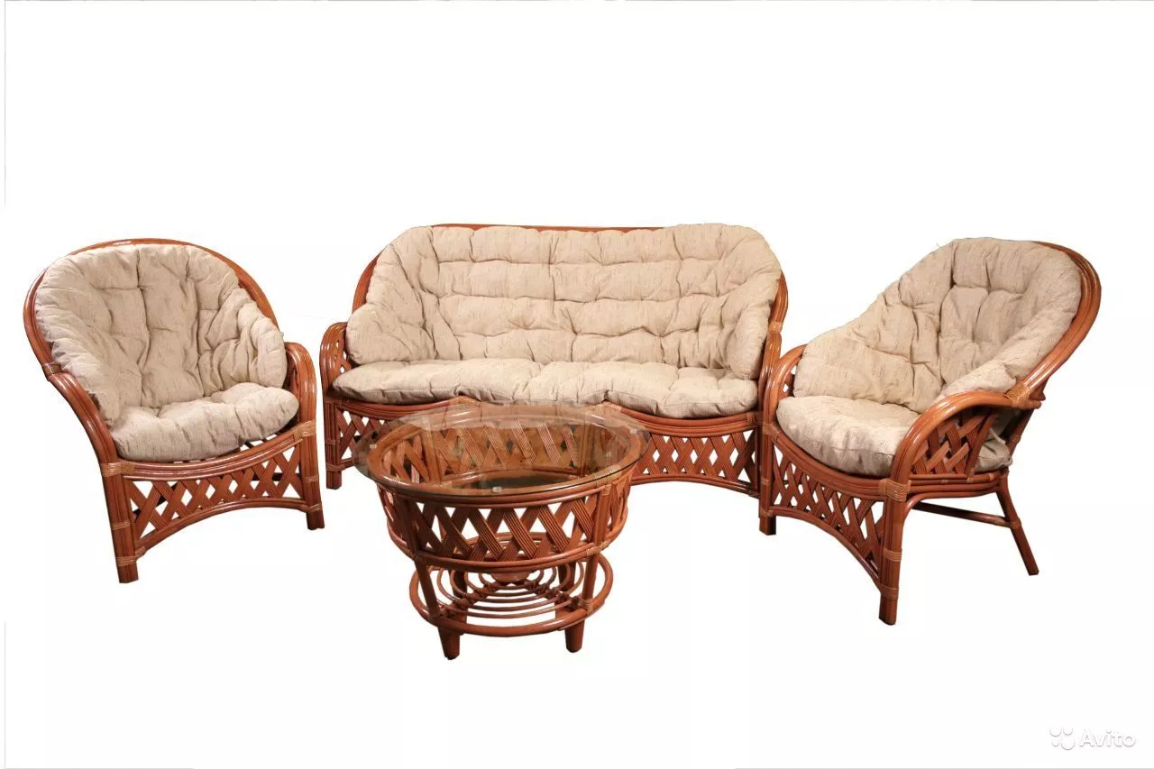 Комплект мебели из ротанга Черчилль (Рузвельт) с 3-х местным диваном коньяк