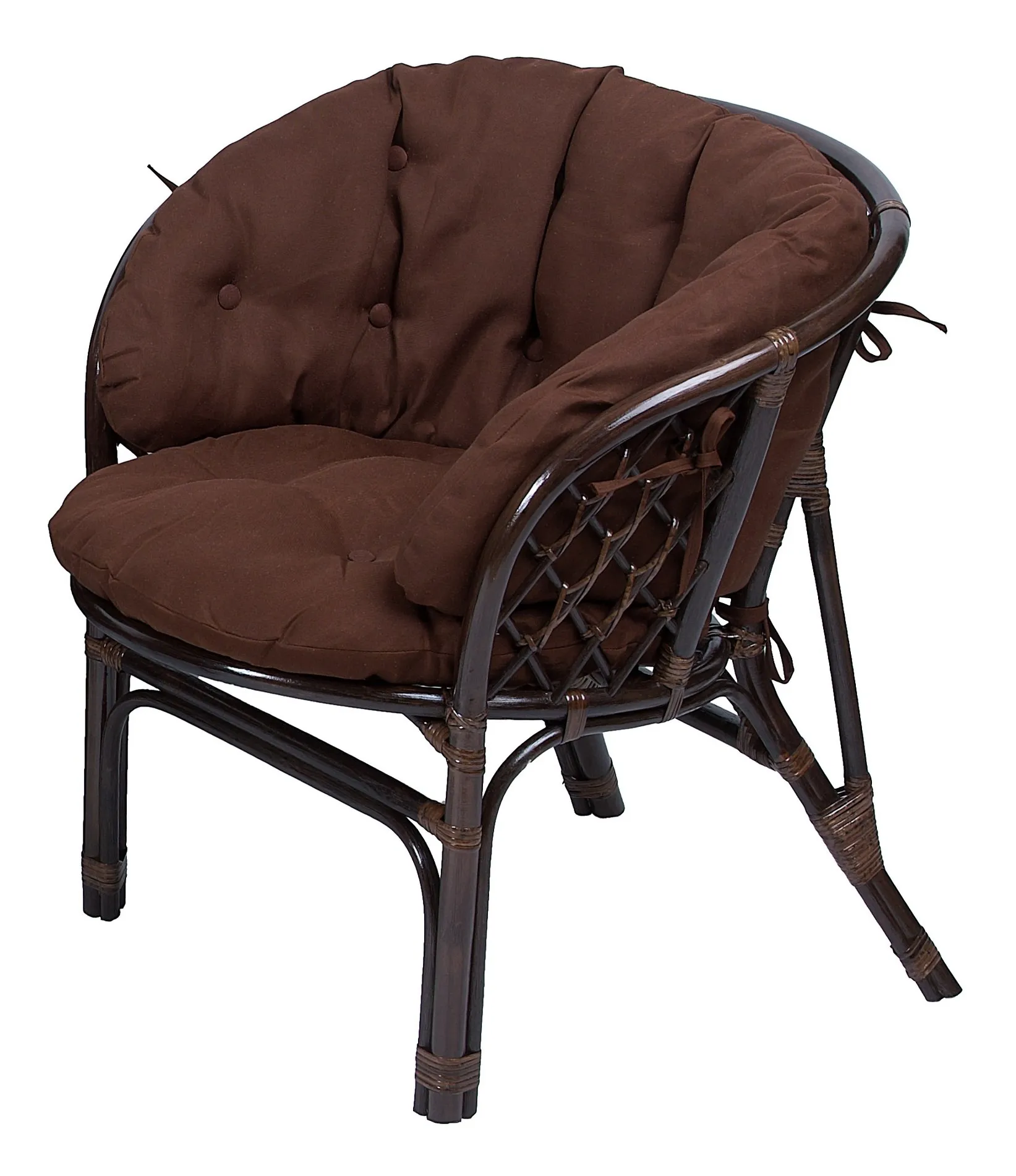 Комплект мебели из ротанга Багама дуэт с овальным столом коричневый подушки твил полные коричневые