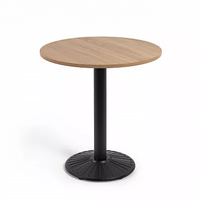 Круглый стол La FormaTiaret в натуральной отделке с черной металлической ножкой d 695 см