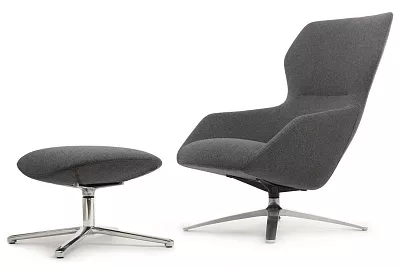 Кресло RIVA DESIGN Кресло Selin F1705 + оттоманка (кашемир) темно-серый