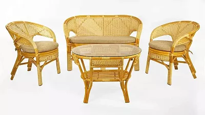 Комплект мебели из ротанга Пеланги 02 15 с 2х местным диваном мед