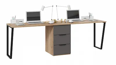 Комплект письменных столов с 1 тумбой Порто яблоня беллуно графит софт СМ-393.15.013