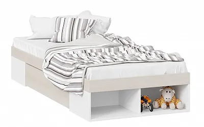 Кровать 90х200 с ящиком Сканди дуб гарден белый СМ-386.12.001