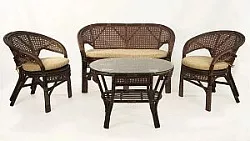 Комплект мебели из ротанга Пеланги 02 15 с 2х местным диваном и овальным столом орех матовый