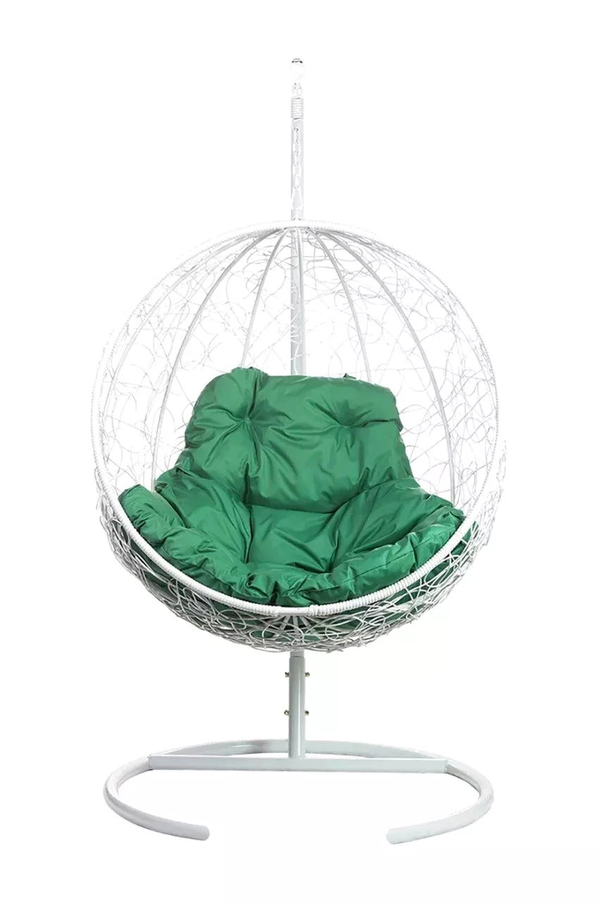 Подвесное кресло Bigarden Kokos White с зеленой подушкой
